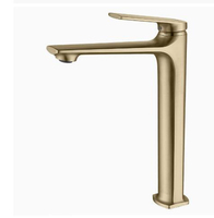 Robinet de lavabo monotrou au design moderne et épuré, couleur or brossé, mitigeur eau chaude et froide en laiton massif, poignée unique, cartouche céramique