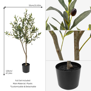 Arbres d'<span class=keywords><strong>olivier</strong></span> artificiels de qualité professionnelle, 120 cm (4 pieds), minces, en pot, avec tronc réaliste, pour décoration minimaliste d'appartement, pièce maîtresse au sol - Product Image 3