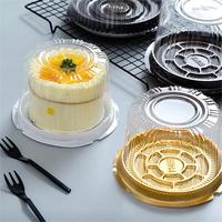 Conteneur à Gâteau en Plastique PET Transparent Jetable Personnalisé, Boîte d'Emballage Ronde pour Gâteau, Dômes à Gâteau au Fromage avec Base Dorée, Brune ou Blanche