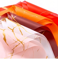 Papier d'emballage floral imperméable à l'eau, imprimé or marbré sur une seule face, vente chaude, matériaux de bricolage pour fleuristes