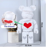 Idées créatives amour ours brutal 55CM grand modèle ours brique avec lumière blocs de construction brique jouets enfants cadeau d'anniversaire