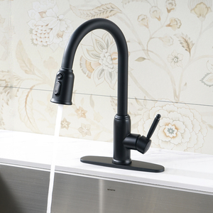 Farmhouse Style SUS 304 Kitchen Sink Faucet High Arc Single Handle Kitchen Mixer Tap with Deck Plate Matte Black Kitchen Faucet - Product Image 2