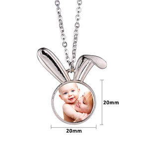 Kalung Qualisub Modern Easter Sublimation Bunny dari Paduan Seng Berlapis Perak untuk Pencetakan Kustom - Product Image 2