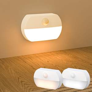 Smart Led Night <b>Light</b> With Motion Sensor Warm White Wall Lamp For Bedroom Hallway Cabinet Indoor Use Battery Powered Rectangle - Product Image 1