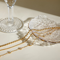 Bracelet rétro de style Hong Kong à plusieurs couches plaqué or avec zircon en forme de boule en U pour femme, bijoux cadeau
