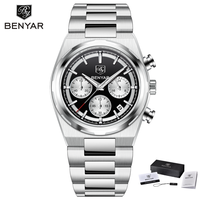 Montre-bracelet à quartz Benyar BY-5204, nouvelle tendance, bracelet en acier inoxydable, étanche, montre-bracelet de luxe pour homme, Reloj + coffret cadeau