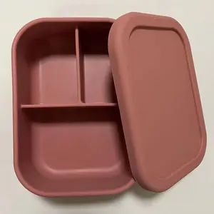 Großhandel Custom Microwave Safe Lebensmittel Vorrats behälter Fall Kinder Auslaufs ichere Silikon Bento Lunch Box Für Kinder Mit Deckel