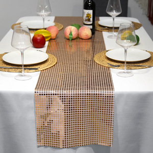 Mantel Ready Stocks <span class=keywords><strong>Corredor</strong></span> De Mesas Discotecas champán Oro Plata Colores Disponibles 30*275cm Tamaño Personalizado Disco Camino De Mesa - Product Image 1