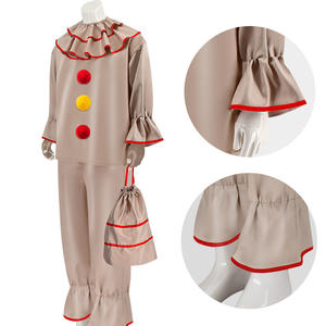 Costume de cosplay effrayant pour enfants, Joker Pennywise, <span class=keywords><strong>film</strong></span> d'<span class=keywords><strong>horreur</strong></span>, fantôme, manches bouffantes, col en tulle, haut avec pantalon pour Halloween, carnaval - Product Image 3