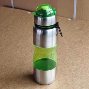 Stainless Steel Reusable Waterproof BPA Free Water Bottle Blue Lid Push Button <b>Cap</b> for Outdoor <b>Hiking</b> Camping Adults Sports Use - Product Image 3