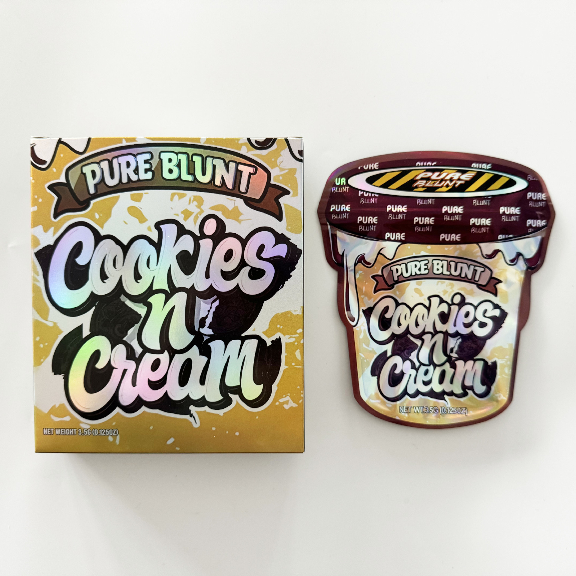 Custom Print Resealable 3.5g Empty Cookie Candy Special Shaped Ziplock Smell Proof Cutout Packs Die Cut Mylar Bags With Box