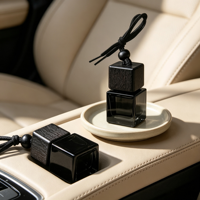 Bouteille diffuseur de parfum pour voiture en verre suspendu avec bouchon en bois noir de 8 ml, vente en gros, pour huiles essentielles et désodorisants