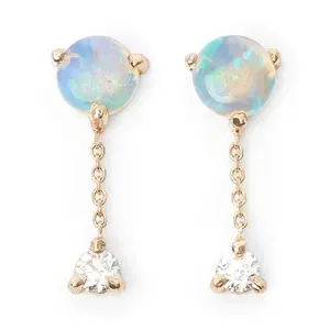 Boucles d'oreilles de noël pour femmes, bijoux en or 14k, opale, design en or goutte, mode Gemnel
