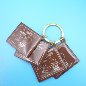 <b>Snoopy</b> Cartoon Keychain Zinc Alloy Rectangle 45mm Silk Screen Printing Epoxy Resin Pendant Business <b>Gift</b> - Product Image 4