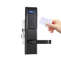 Cerradura Inteligente Moderna y Duradera de Acero Inoxidable con RFID para Puerta de Madera Negra, Software para Hotel, Almacenamiento en la Nube, Control de Acceso T57 con Tarjeta