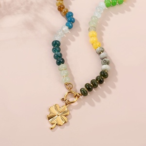 Collana Artigianale con Ciondolo in Acciaio Inossidabile e Pietre Naturali Colorate, Stile Bohemien, Nuova Collezione Moda <span class=keywords><strong>2026</strong></span>, Gioielli da Donna - Product Image 4