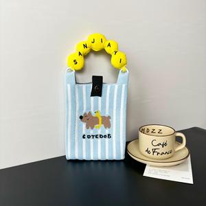 Luxe Ins Nieuwe Mobiele Telefoon Tas met Deksel Schattig Cartoon Gebreid Niche Design Trendy Schoudertas Crossbody Lente 2024 - Product Image 2