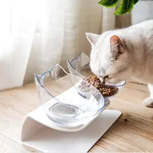 2020 fabricante Atacado Bonito Anti-Skid Inclinação Pescoço Proteção Cat Pet Food Água Feeder Taças Duplas