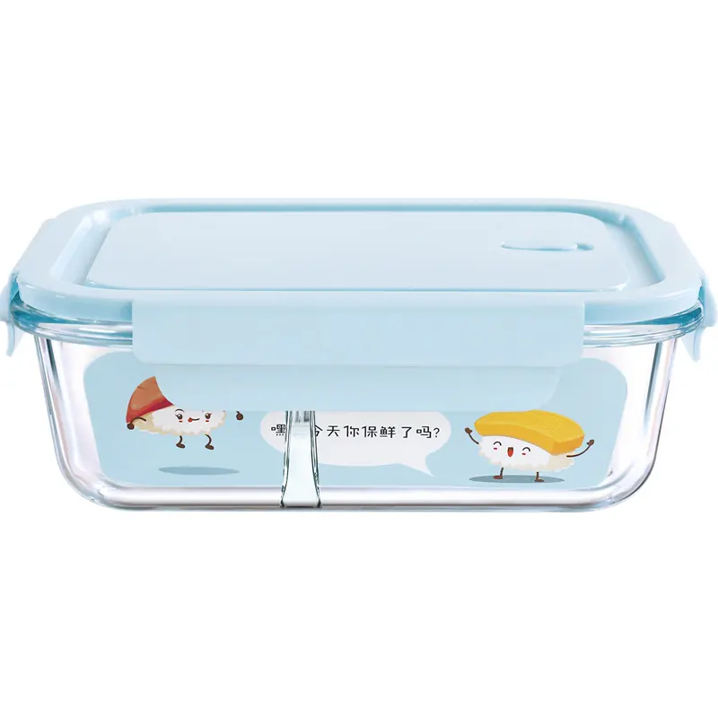 Portare via imballaggi per alimenti schiuma studente cartone animato Anime Set Lunch Box con coperchio ermetico ciotola di vetro contenitore per alimenti contenitore per il pranzo