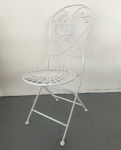 Silla Plegable de Jardín de <span class=keywords><strong>Metal</strong></span> Blanco Vintage, Suministro Directo de Fábrica - Product Image 1
