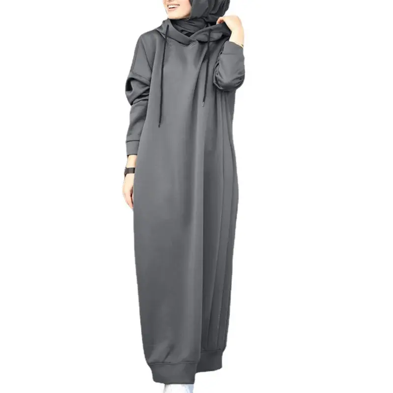 2022 Fashion Casual Solid Hooded Gewaad Mouw Sweatshirt Jurken Trui Oversized Truien Jurk Voor Vrouwen
