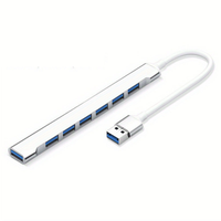 铝制 7 端口 USB 3.0 集线器 多端口 USB 分配器扩展器 适用于笔记本电脑摄像头 耳机 硬盘驱动器