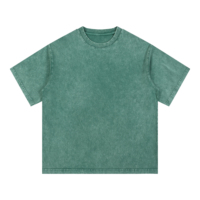 T-shirt pour homme en coton 100% teint en pièce, effet vintage, coupe ample et courte