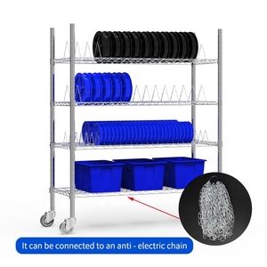 Chrome mạ carbon thép di chuyển có thể tháo rời 4-bánh xe Kệ <span class=keywords><strong>Rack</strong></span> với ba/bốn/năm lớp cho hộ gia đình nhà bếp lưu trữ - Product Image 5