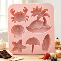 Moule en silicone de qualité alimentaire résistant à la chaleur, lavable au lave-vaisselle, non toxique, écologique, en forme de rectangle, sur le thème de la plage tropicale, pour gâteaux et chocolats