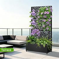 Jardinière surélevée en acier galvanisé de haute qualité, jardinière en aluminium avec treillis, roulettes verrouillables et trou de drainage