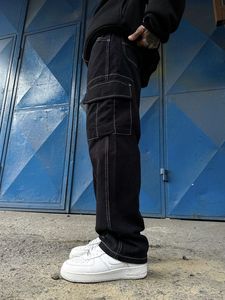 Pantalones rectos negros con logotipo personalizado para hombre, pantalones vaqueros <span class=keywords><strong>cargo</strong></span> para hombre, pantalones vaqueros para hombre - Product Image 3