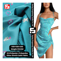 Fournisseur OEM Usine 96% Polyester 4% Spandex Tissu extensible Impression numérique sur tissu Charmeuse Satin brillant pour robes