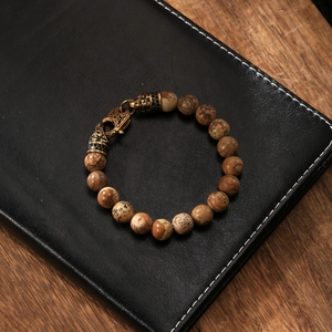 سوار رجالي أنيق مصنوع يدويًا من الحجر الطبيعي 10 في عين النمر الأسود أونيكس - Product Image 4