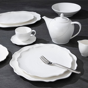 環境に優しいボヘミアンスタイルの白い磁器食器セットプレート - Product Image 1