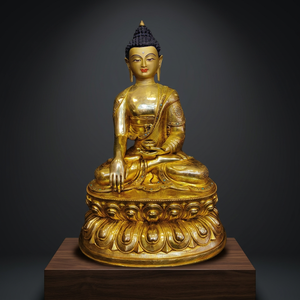 Estatua de Buda Shakyamuni de Metal Chapado en Oro, Tallada y Grabada con Impresión por Troquelado, 18 Pulgadas, Figura de Arte Religioso - Product Image 3
