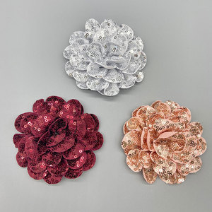 Handmade <b>Sequined</b> Flower 3D Fabric Flower 31-50mm For Garment Accessories - Product Image 4