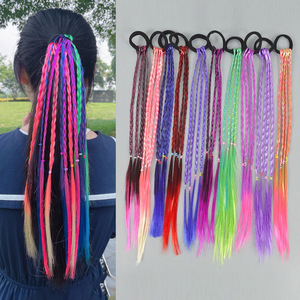 Ombre Colorful Braided Wig Ponytail Hair Tie Gradient Dirty <b>Braid</b> Elastic Hair Rope Party Festival Dress Up Hair <b>Accessories</b> - Product Image 3