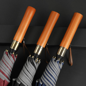 4S Store Business Gift Advertising Umbrella Custom Logo Printing Extra Large Double Person Solid Wood Long Handle Automatic