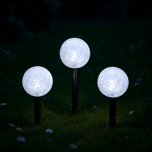 Solar Garden <b>Lights</b> Set Of 3 White Plastic <b>Small</b> <b>LED</b> Solar Powered Outdoor IP65 2700K Warm White D0100HHRX1P - Product Image 2