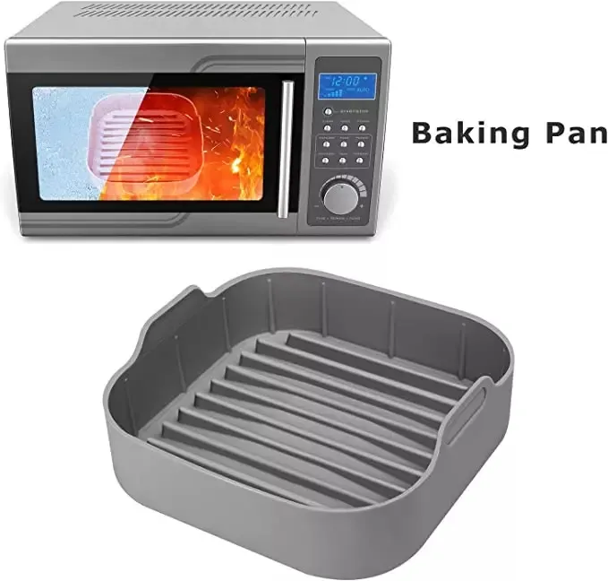Air Fryer Silicone Pot, Air Fryers Oven Basket with Mitts, Replacement of Parchment Paper Liners orSquare Silicone Cake pans