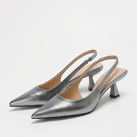 8373-1 Chaussures d'Été Tendance à Talons Hauts, Escarpins Bout Pointu Talon Chaton Femme, Slingback à Talons Hauts pour Dame