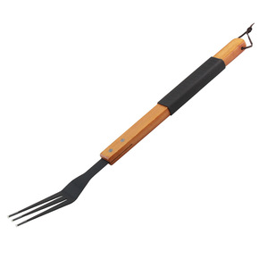 Juego de herramientas para barbacoa de 5 piezas con mango de madera, kit de barbacoa antiadherente para exteriores, pinzas, tenedor, espátula, raspador, herramientas duraderas para voltear - Product Image 3