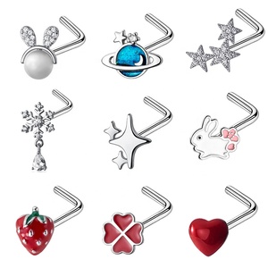 <span class=keywords><strong>Gaby</strong></span> nueva llegada S925 plata cuerpo Piercing joyería en forma de corazón Bling diamante nariz anillo para bodas al por mayor - Product Image 1