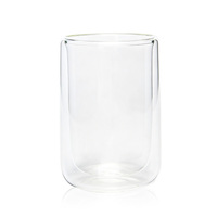 Tasse en verre transparent à double paroi, tasse en verre isolée ovale creuse pour thé, jus de fruits, café