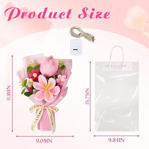Ramo de Flores de Ganchillo: Tulipanes de Ganchillo Completos para <span class=keywords><strong>Regalos</strong></span> de Graduación, Cumpleaños, Decoración del Hogar (Rosa) - Product Image 3