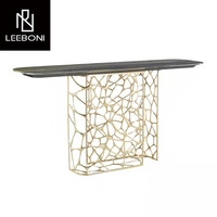 Table de console italienne de luxe haut de gamme avec plateau en marbre
