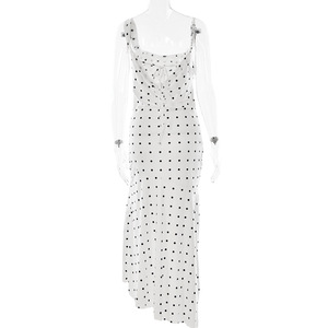 <span class=keywords><strong>Abito</strong></span> a <span class=keywords><strong>pois</strong></span> con bretelle Sexy abiti attillati a vita alta senza maniche senza schienale Modulare abiti estivi da donna - Product Image 4