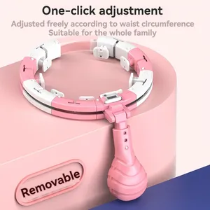 PP Plastic Adjustable 10 Detachable Knots Weighted Pink Smart Counting Workout Hula Circle Ring Hoop For Weight Loss Exercise