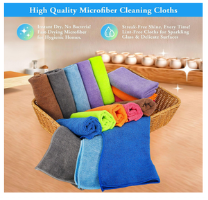 Paños de Limpieza de Microfibra, 8 Colores, Suaves, Sin Pelusas, 11.5 x 11.5 Pulgadas, para Uso en el Hogar, Baño y Automóvil - Suministros de Limpieza Húmeda/Seca - Product Image 6