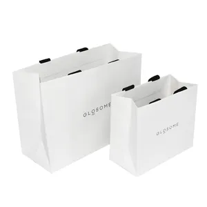 Gold Silver Stamping Gift Boutique Cosmetic Packaging Paper Shopping Jewelry Packaging Paper Bag with Handle